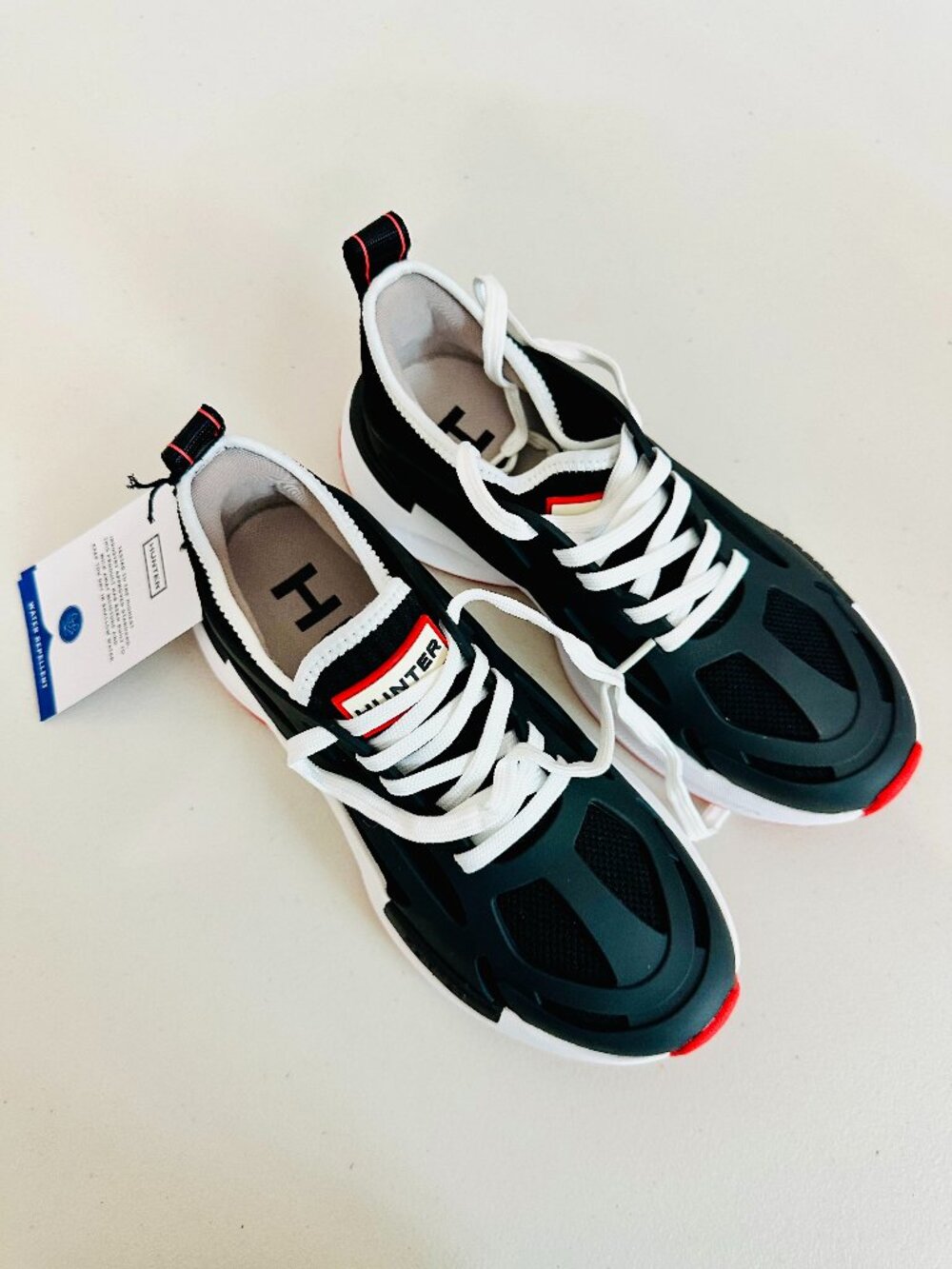 NEW HUNTER HWTULIP TULIP BLACK  002 ROUND TOE LACE-UP CASUAL SNEAKERS 7M $165